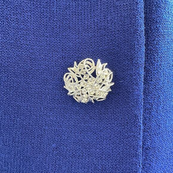 St. John Evening Marie Gray Royal Blue Santana Knit Blazer Skirt Set Sz 12 - Picture 6 of 14